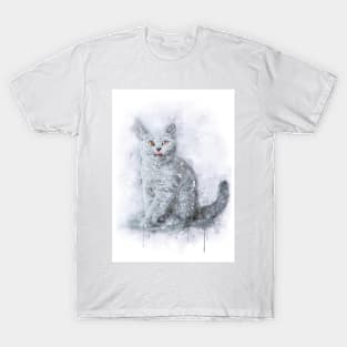 British shorthair kitten watercolor T-Shirt